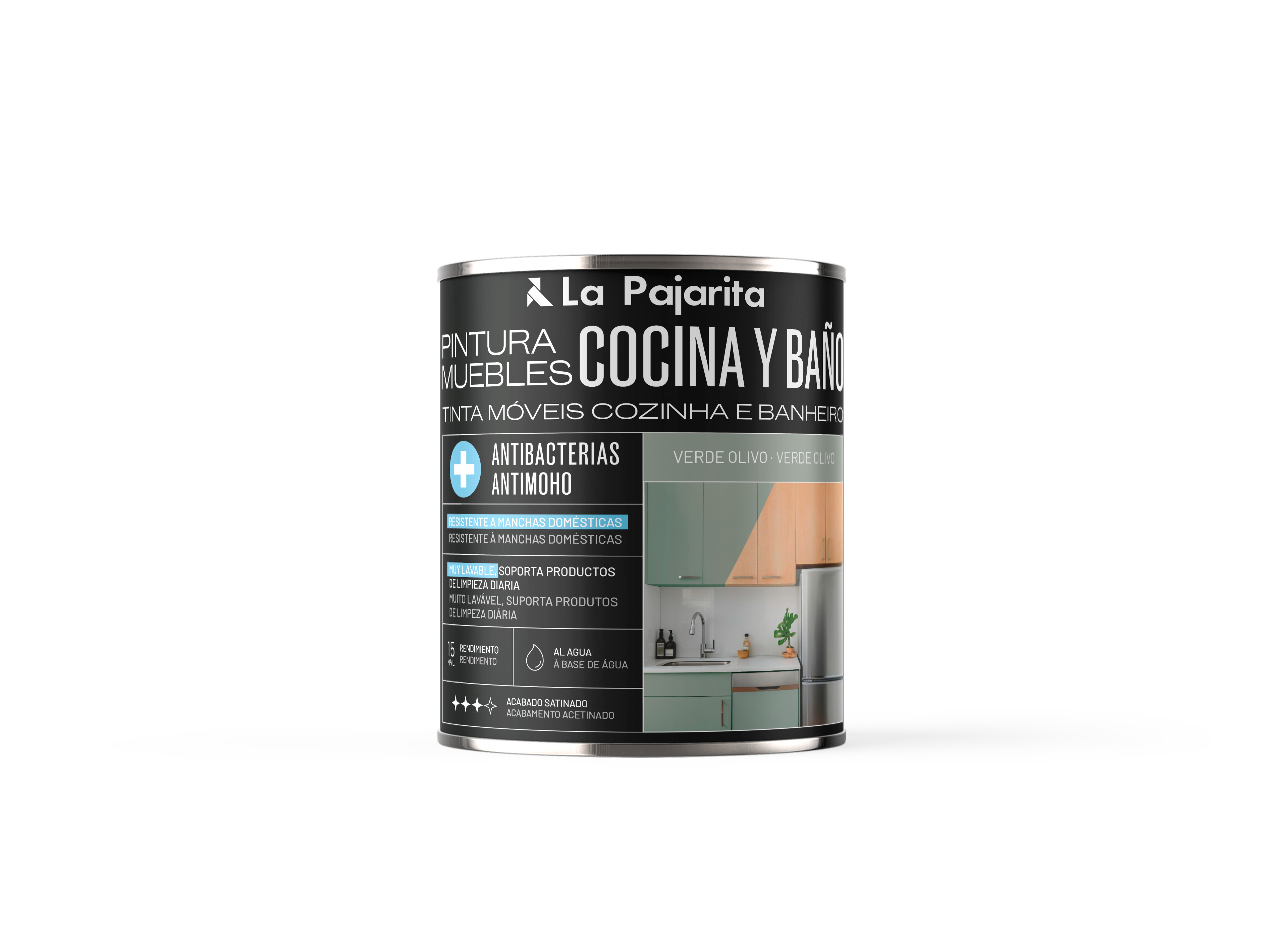 PINTURA MUEBLES COCINA Y BAÑO VERDE OLIVO 750ML